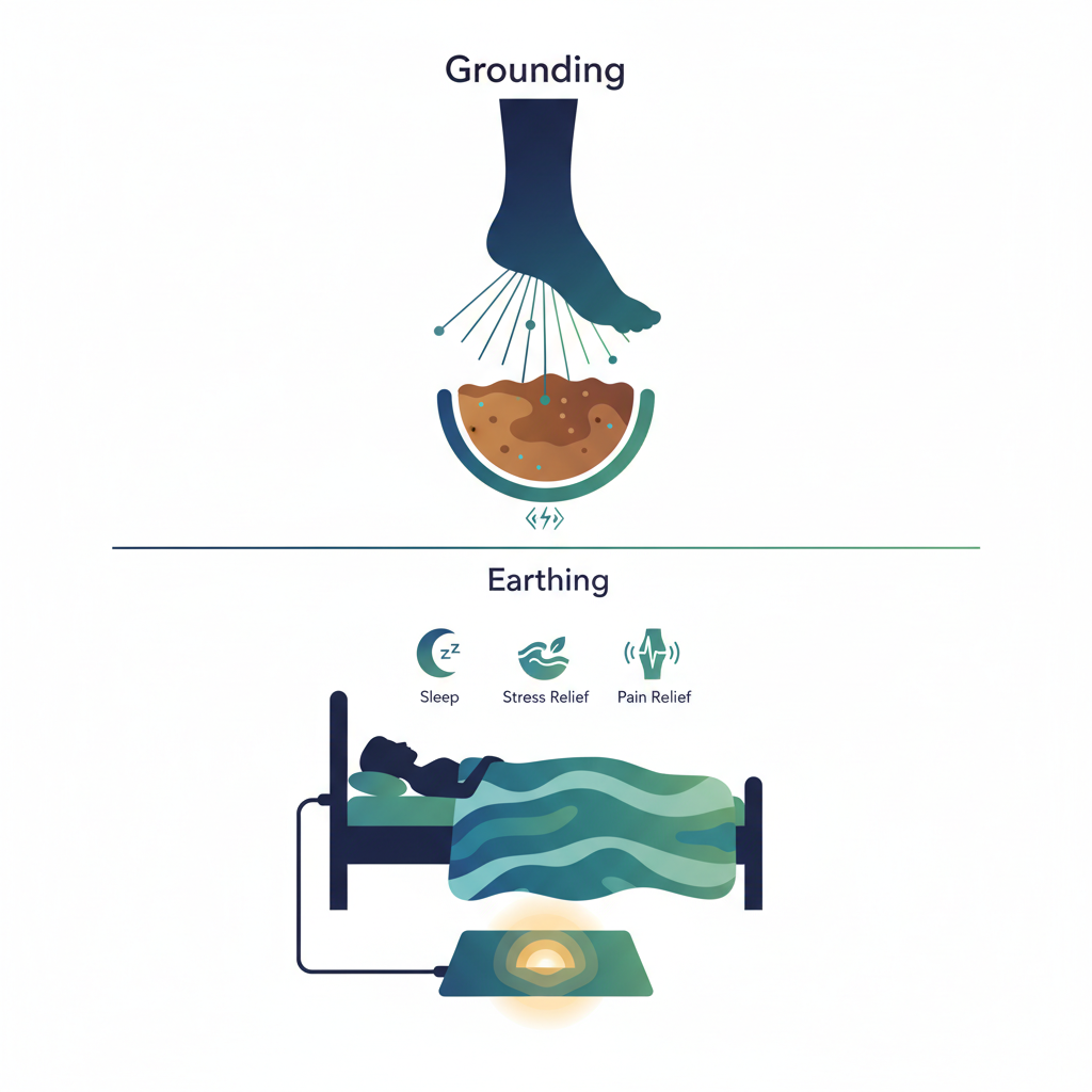 Illustration for Grounding Mats vs. Grounding Sheets: Choosing the Best Earthing Product for Sleep, Stress, and Pain Relief
